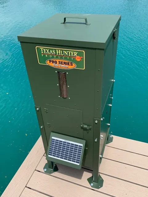 Texas Hunter Feeder with dock legs and solar panel