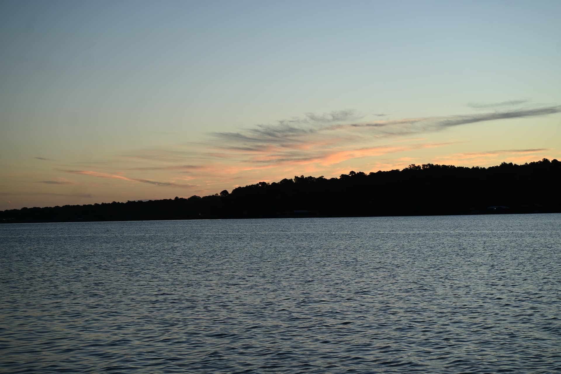 Lake shore at sunset